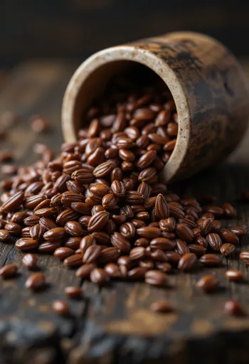 Hela bruna linfrön på träyta och i skål