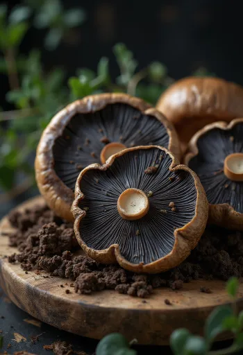 Färsk bronssopp skivad, serverad med vitlök och kryddor