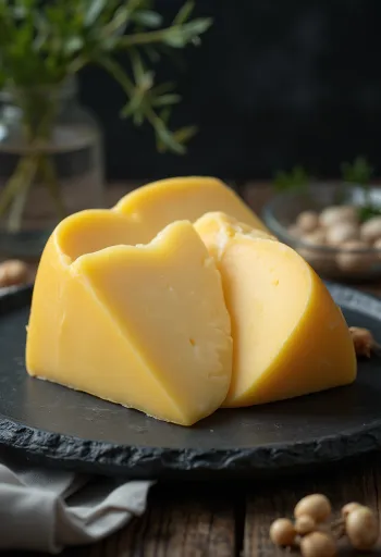 Edamerost i bitar i en vit skål