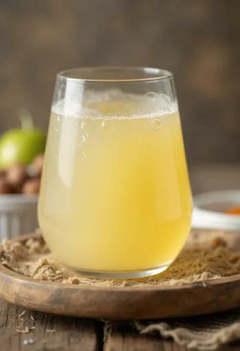 Glasskål med söt vassle och en flaska färsk vassle på rustik yta