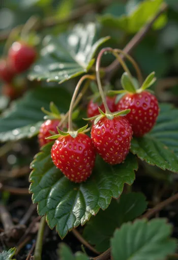 Färska smultron, både hela och delade, i dokumentär stil