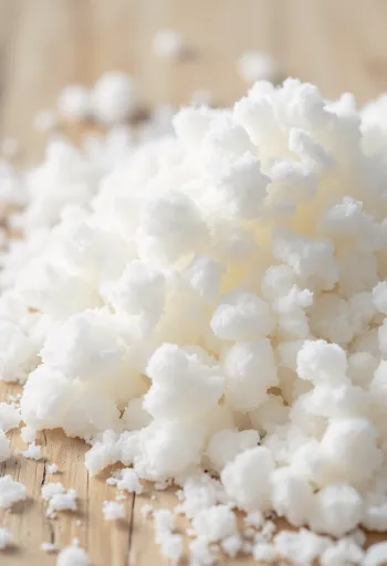 Kristallint vitt eritritolsötningsmedel i skål med träslev