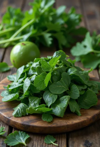 Tillagade maniokblad, mörkgröna och finhackade i skål