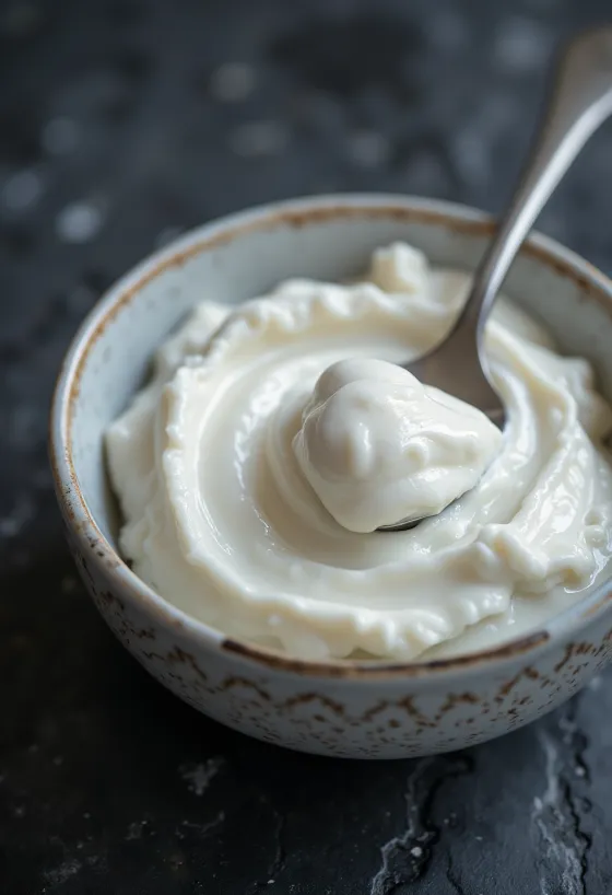 Grekisk yoghurt i skål med sked