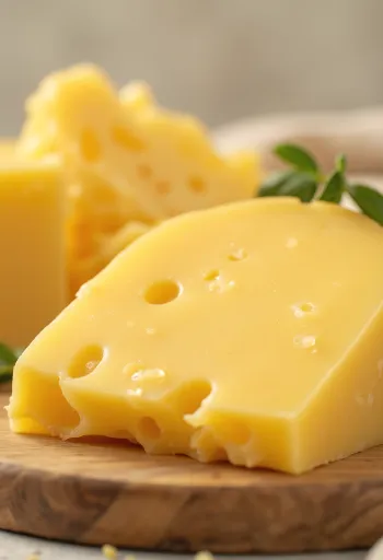Skivad goudaost på en skärbräda av trä med ostkniv