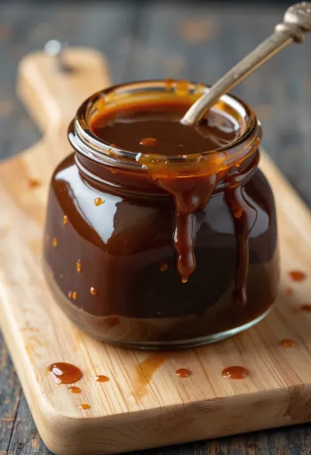 Mörk hoisinsås i skål med ingredienser som vitlök och stjärnanis