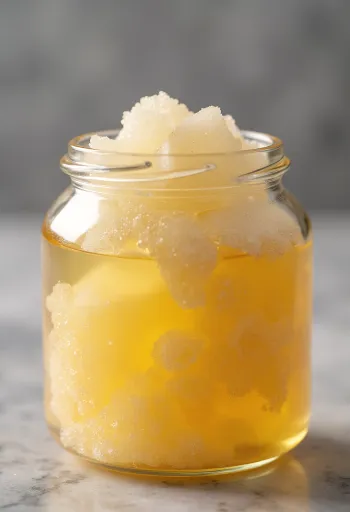 Invertsockersirap i glasburk och på sked