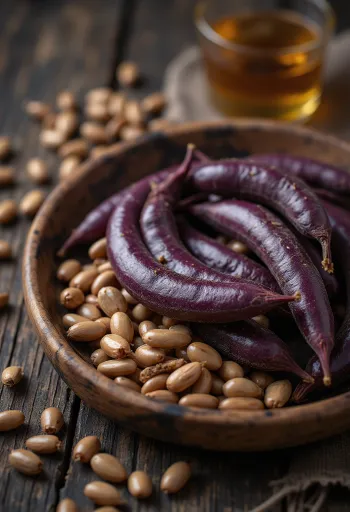 Torkade hjälmbönor i olika färger