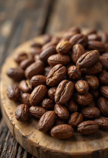 Fermenterade och torkade kakaobönor med krossat skal och kakaonibs på rustik yta