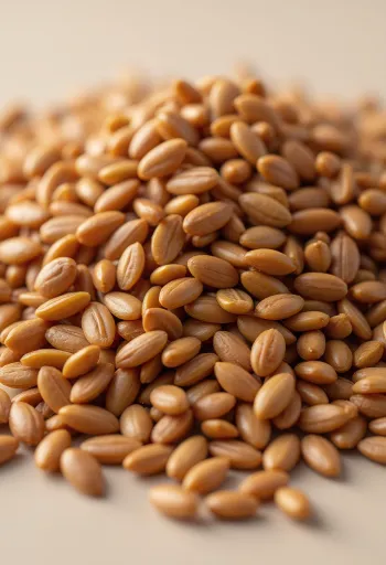 Linfrö i liten träskål och utspridda på ljus yta