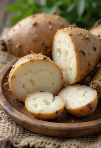 Hela och delade malangarötter med texturerat skal