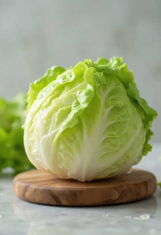 Fräsch isbergssallad där de inre bladen syns tydligt