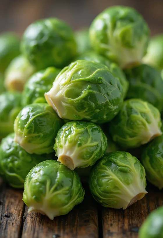 Färsk brysselkål i en liten skål med blad runtomkring, framhäver naturlig fräschör