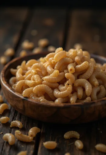 Färska, ätliga mjölmaskar elegant upplagda