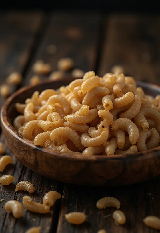 Färska, ätliga mjölmaskar elegant upplagda