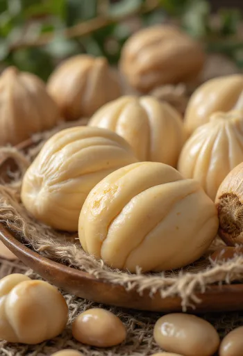 Pilinötter på en köksbänk av trä