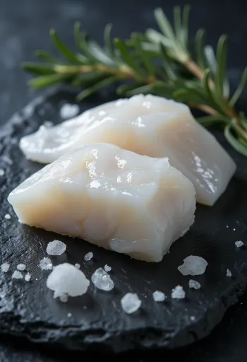 Färsk torskfilé på en skärbräda