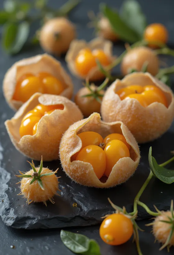Physalis (kaprus) bär, klar orange färg och pappersliknande hölje