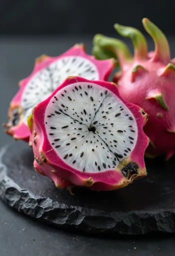 Drakfrukt (pitahaya) vitköttig, klar vit färg och svarta frön