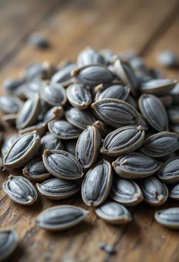 Solrosfrö, skalade och oskalade, i skålar