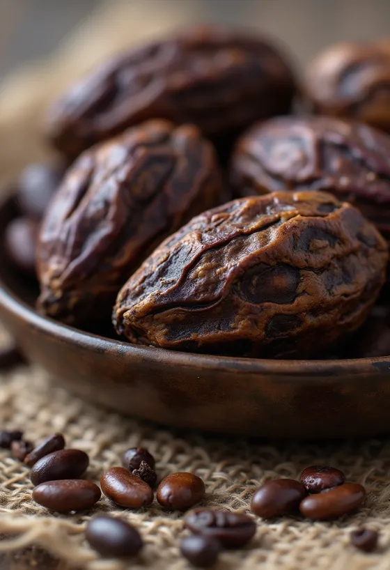 Råa, ofermeterade kakaobönor och frön i naturlig form