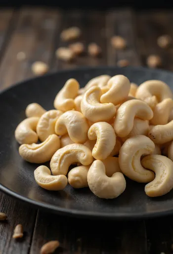 Naturella cashewnötter mot vit bakgrund