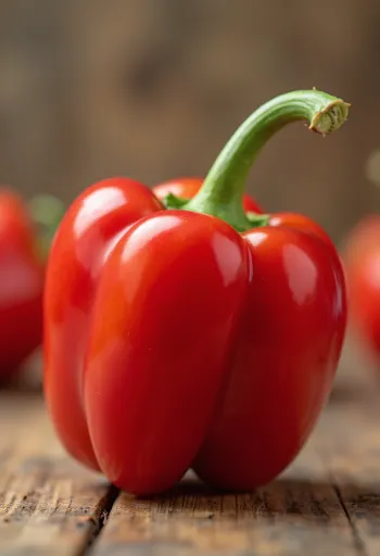 Färsk röd, grön och gul paprika skivad och hel på träyta