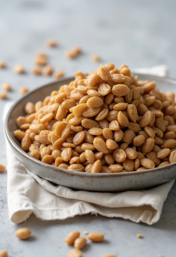 Rostade bovetekorn (kasha) i närbild