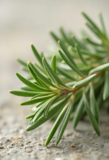 Torkade rosmarinblad och malen rosmarinkrydda på träyta