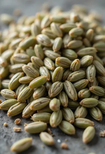 Rensade rågkorn i liten säck och utspridda på träyta