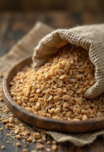 Rågkli i en skål och utspritt på rustik köksyta