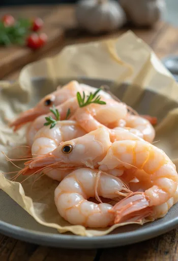 Färskt kött av havskräfta (scampi) på is med citron och persilja