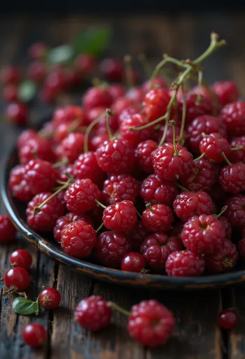 Färska röda schisandra-bär, några delade, i rått tillstånd
