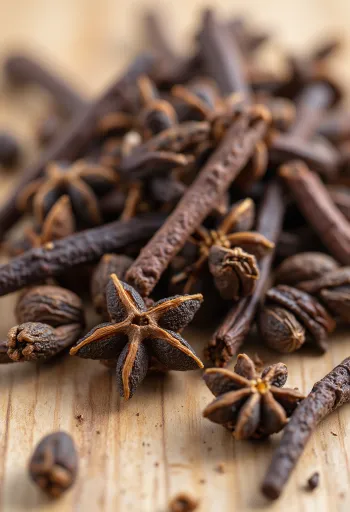 Hel och mald kryddnejlika på träyta