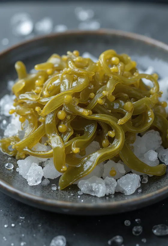 Torkad blåstång (bladderwrack) med synliga blåsor