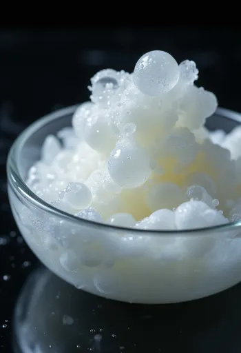 Rå äggvita i glasskål på träyta, utan gula