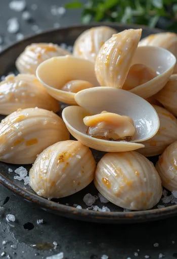 Rått venusmusslekött på is med citron och persilja