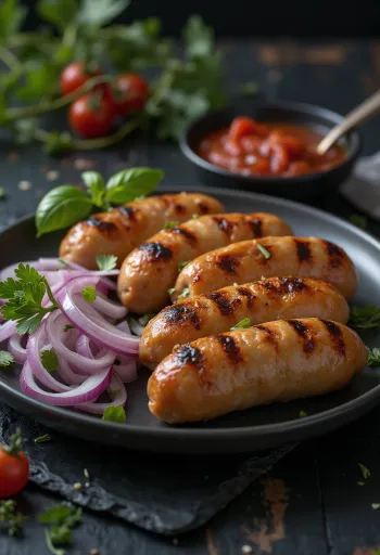 Cevapcici serverad med ajvar och bröd