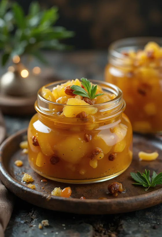 Sötsur ananaschutney serverad