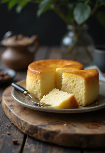 Mjuk och lätt japansk cheesecake pudrad med florsocker