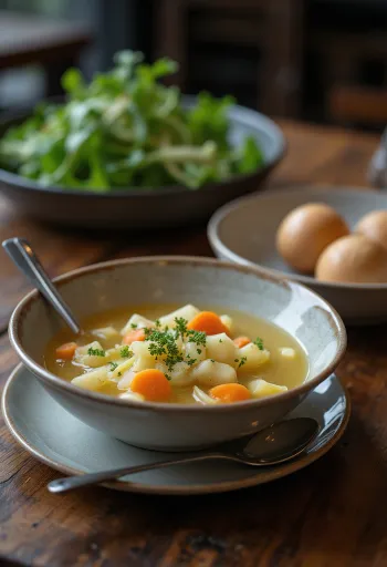 Vegansk kålrabbisoppa serverad