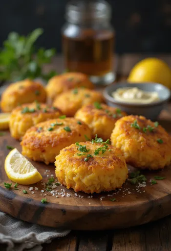 Bolinho de bacalhau med kikärtor, krispiga fiskbollar serverade