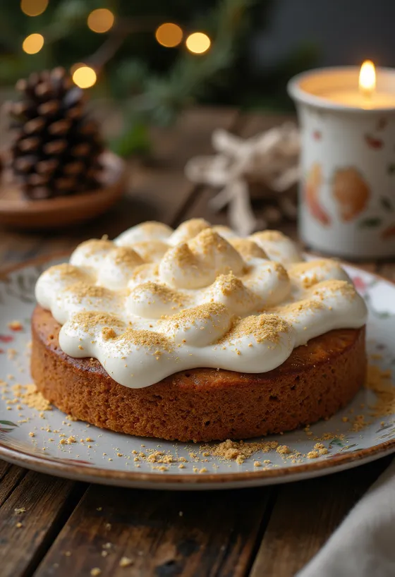 Kryddig jultårta dekorerad med kanel och guldpulver