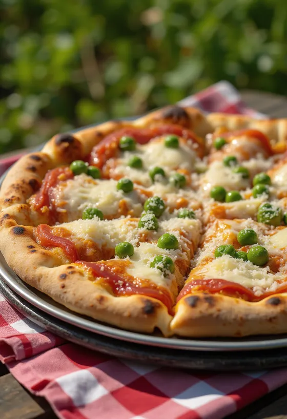 Pizza ai Piselli med gröna ärtor och ost
