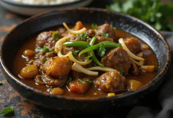 Nihari med grönsaker, serverad med rika kryddor och färsk koriander