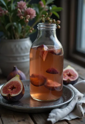 Probiotisk fikonkombucha, serverad färsk