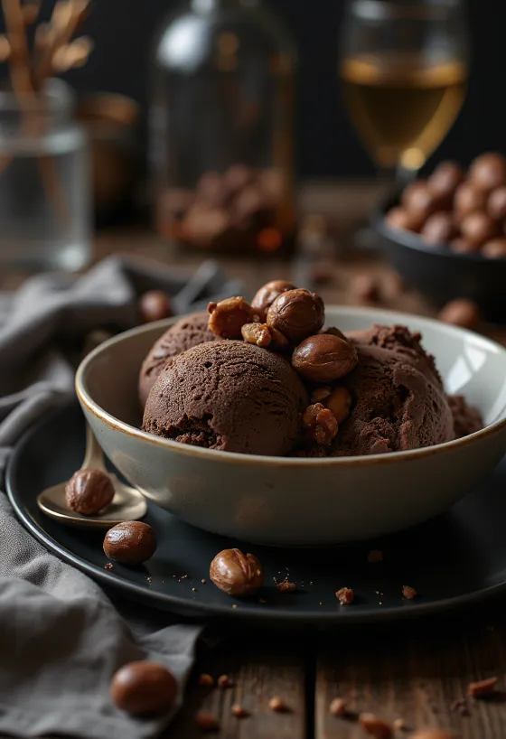 Hazelnut Truffle Ice Cream serverad