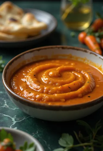 Tomatsås med curry och honung serverad