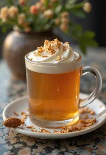 Honungs- och mandelcider serverad i glas