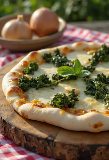 Pizza al Cavolo Nero med svartkål och ost